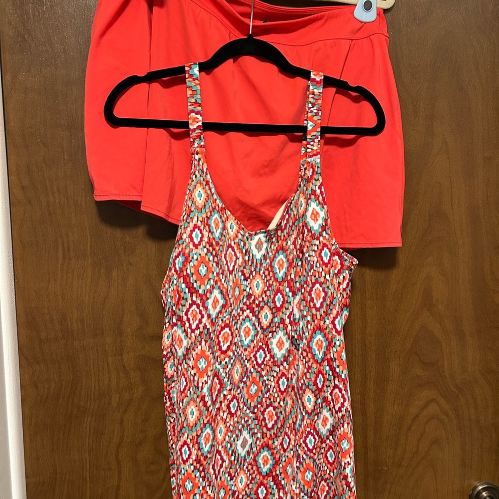 Denim and Co. 20W Skirted Colorful Geometric Women's Tankini